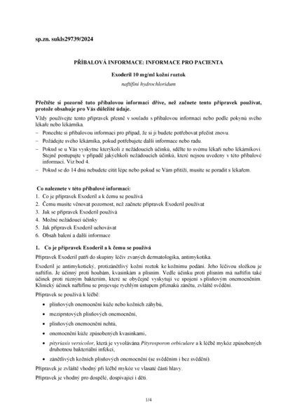 Příbalový leták (SUKL) - Exoderil 10mg/ml kožní roztok 20ml
