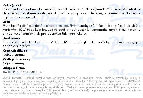 Příbalový leták - Obin.elast.fix.Mollelast 12cmx4m 20ks