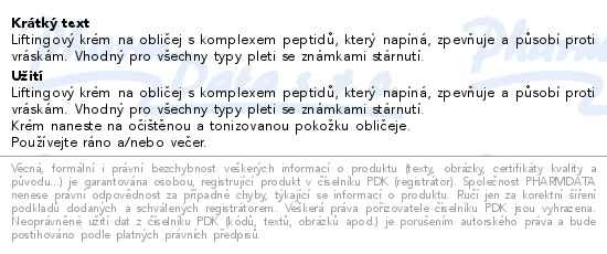Příbalový leták - MediPeell liftingový krém s komplexem peptidů 50ml