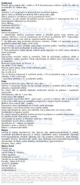 Příbalový leták - Nutrilon Advanced 3 Vanilla 800g