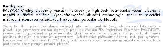 Příbalový leták - PALSAR7 Oválný masážní kartáček na čištění pleti
