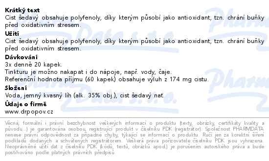 Příbalový leták - Dr.Popov Kapky bylinné Cist šedavý 50ml