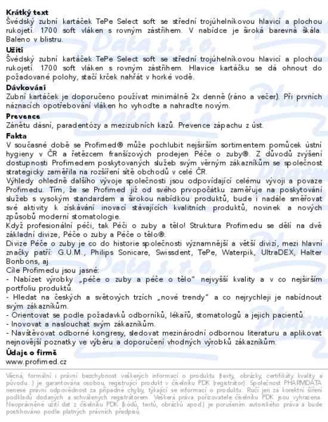 Příbalový leták - TePe Select soft zubní kartáček blistr