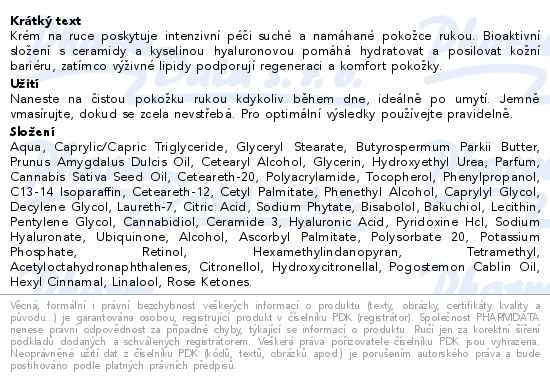 Příbalový leták - Krém na ruce s CANACORILIN® komplexem 50 ml