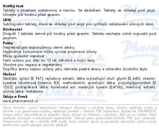 Příbalový leták - Pharma Nord Bioaktivní Melatonin Complex 60 tablet