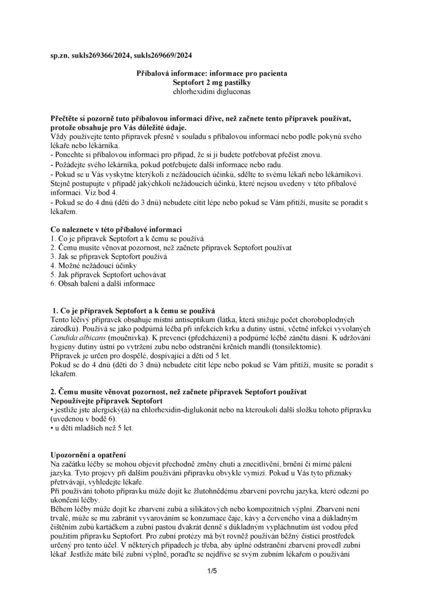 Příbalový leták (SUKL) - Septofort 2mg 36 pastilek