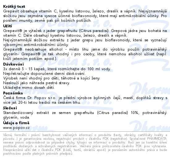 Příbalový leták - Dr.Popov Kapky Grepavit grep extrakt z jader 25ml
