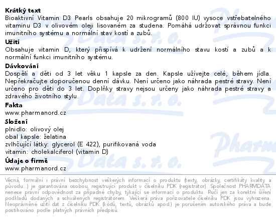 Příbalový leták - Bioaktivní Vitamin D3 D-Pearls 20mcg 80 kapslí