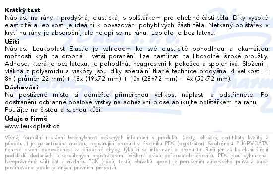 Příbalový leták - Leukoplast Elastic náplast pružná 4 vel.40ks