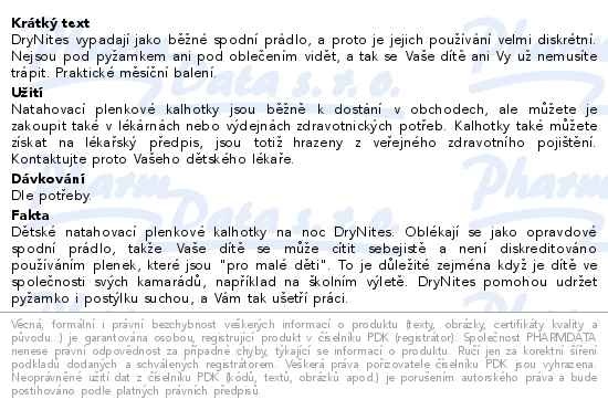 Příbalový leták - DryNites natahovací kalhotky pro chlapce 8-13 let JUMBO BOX 13x4