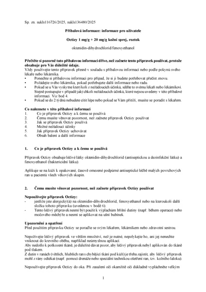 Příbalový leták (SUKL) - Octizy 1mg/g+20mg/g kožní sprej 100ml