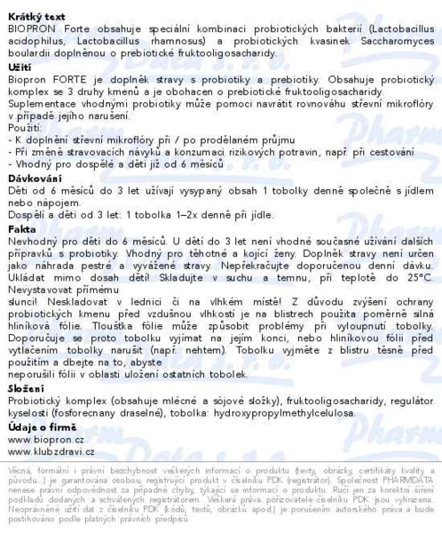 Příbalový leták - Walmark Biopron Forte 60 tobolek