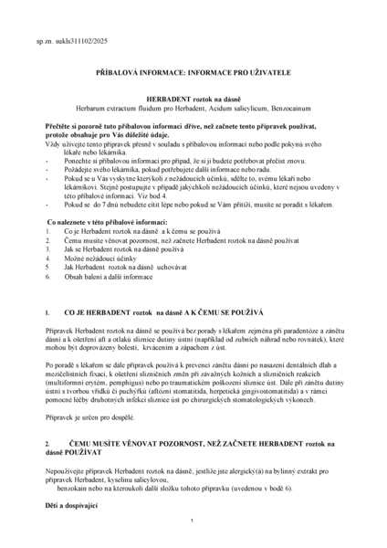 Příbalový leták (SUKL) - HERBADENT roztok na dásně 25ml