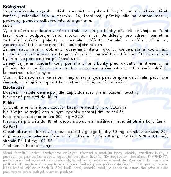 Příbalový leták - VITAR Ginkgo biloba Forte 60mg EKO cps.60