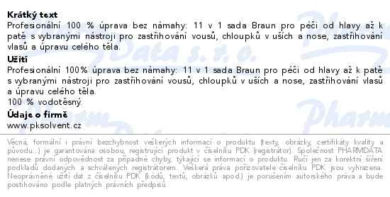 Příbalový leták - Braun Series 7 All in One AIO7 zastřihovač 11v1