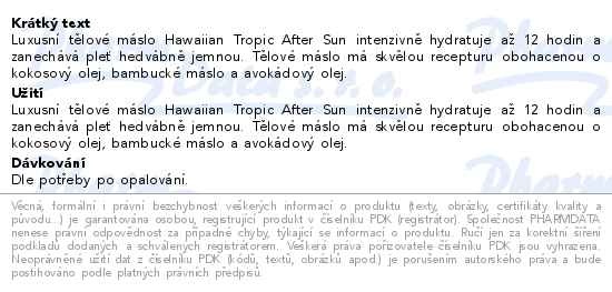 Příbalový leták - Hawaiian Tropic Enriching After Sun body butter 250ml