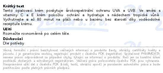 Příbalový leták - Hawaiian Tropic Glowing Lotion SPF50 180ml