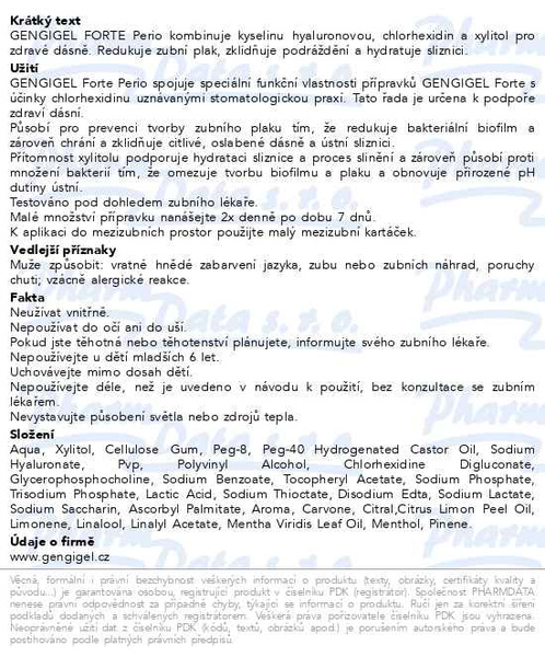 Příbalový leták - GENGIGEL Forte Perio gel na dásně 8ml