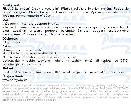 Příbalový leták - Herbyway Vitamín C s extraktem z šípku 1 000 mg 60 kapslí