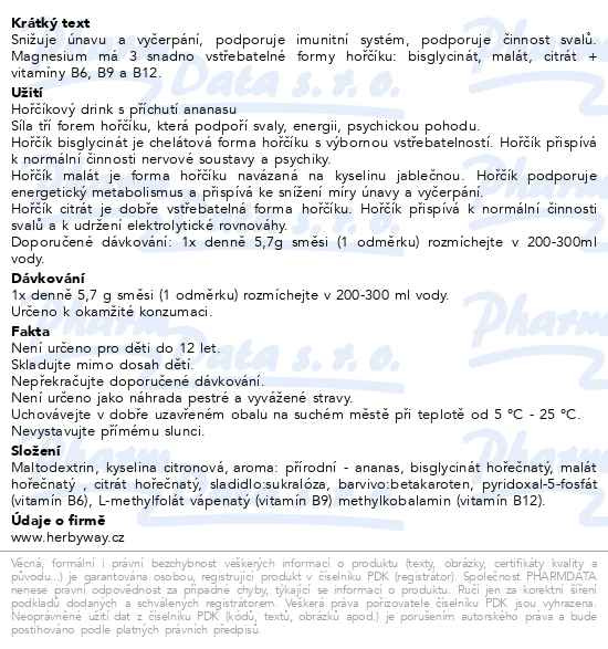 Příbalový leták - Herbyway Magnesium 3 formy hořčíku 1 200 mg,  příchuť ananas