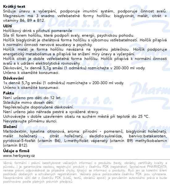 Příbalový leták - Herbyway Magnesium 3 formy hořčíku 1 200 mg,  příchuť pomeranč