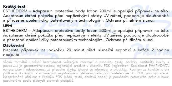 Příbalový leták - ESTHEDERM Adaptasun protective body lotion 200ml