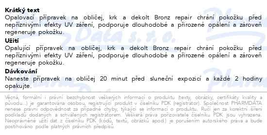 Příbalový leták - ESTHEDERM Bronz Repair strong sun 50ml