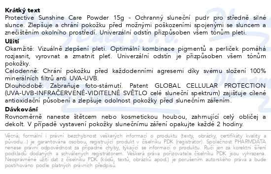 Příbalový leták - ESTHEDERM Protective Sunshine Care Powder 15g