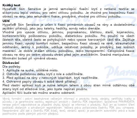 Příbalový leták - Leukoplast Hypafix Skin Sensitive fixační krytí 5cmx5m 1ks
