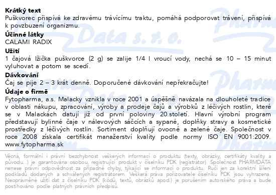 Příbalový leták - Puškvorec sypaný 70g Fytopharma