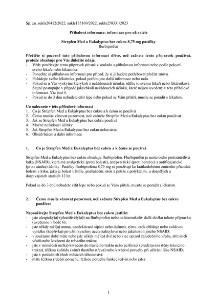 Příbalový leták (SUKL) - Strepfen Med a Eukalyptus bez cukru 8.75mg 24 pastilek