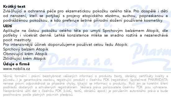 Příbalový leták - Nobilis Tilia Atopik tělové mléko 200ml