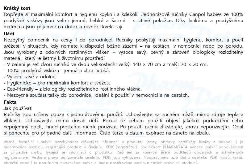 Příbalový leták - Canpol babies Hygienické jednorázové ručníky 2ks