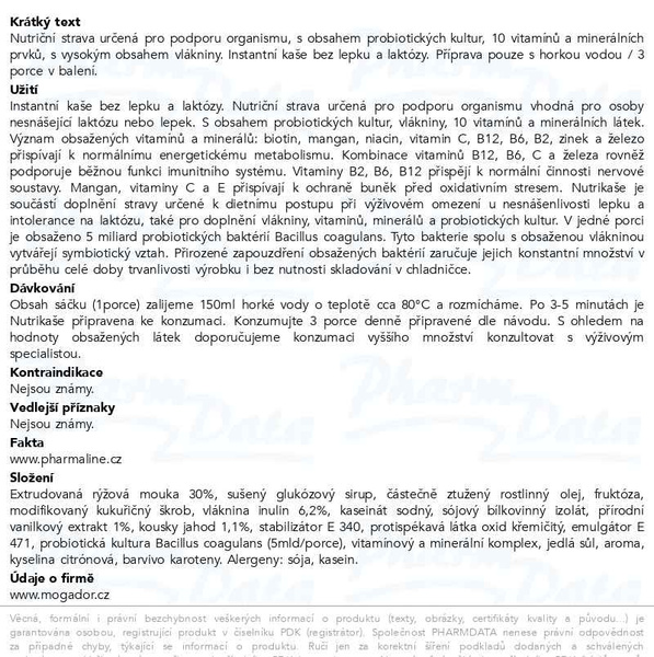 Příbalový leták - Nutrikaše probiotic s jahadami a vanilkou 180g(3x60g)