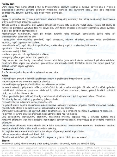 Příbalový leták - Vizik Long Effect oční kapky 10ml