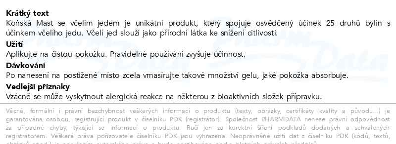 Příbalový leták - SwissMedicus Koňská mast se včelím jedem 150ml