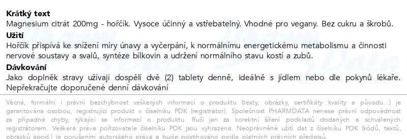 Příbalový leták - Solgar Magnesium Citrát 200 mg 60 tablet