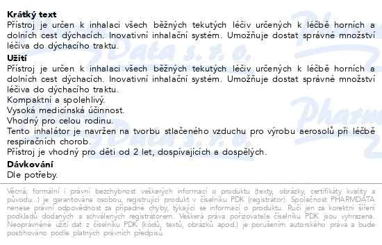 Příbalový leták - Microlife Inhalátor NEB 210 kompresorový