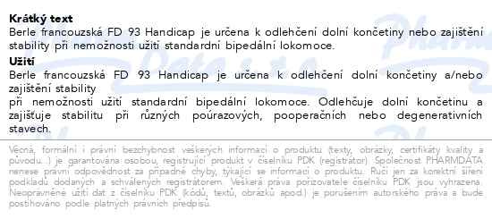 Příbalový leták - Berle francouzská FD 93 Handicap zelená