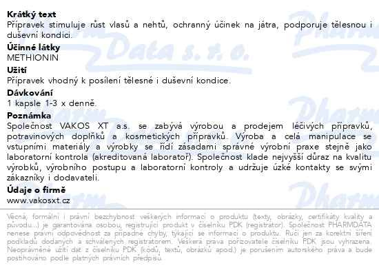 Příbalový leták - Tableta methioninu 0.5 100ks CSC