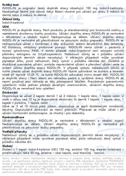 Příbalový leták - INDOL-IN pro ženy cps.180