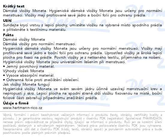 Příbalový leták - DHV Moneta/16ks 7102770