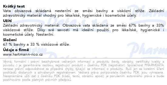 Příbalový leták - Vata obvazová skládaná 200g