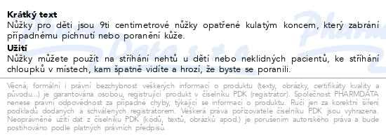 Příbalový leták - Nůžky pro děti 90mm SI-023