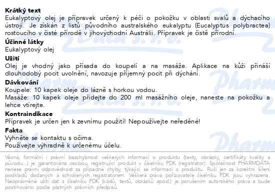 Příbalový leták - Euky Bear eukalyptový olej 50ml