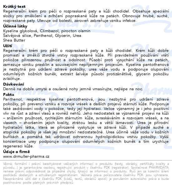 Příbalový leták - Pedicare krém na rozpraskané paty 100ml Dr.Müller