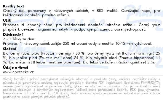 Příbalový leták - Apotheke BIO Černý rybíz s rakytníkem 20x1.5g