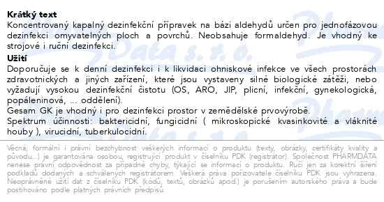 Příbalový leták - Desam GK 1l