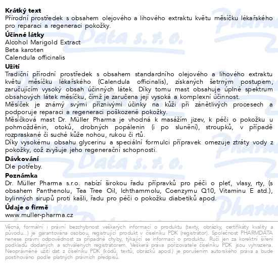 Příbalový leták - Měsíčková mast 50ml Dr.Müller