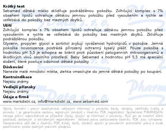 Příbalový leták - SEBAMED Dětské mléko 200ml